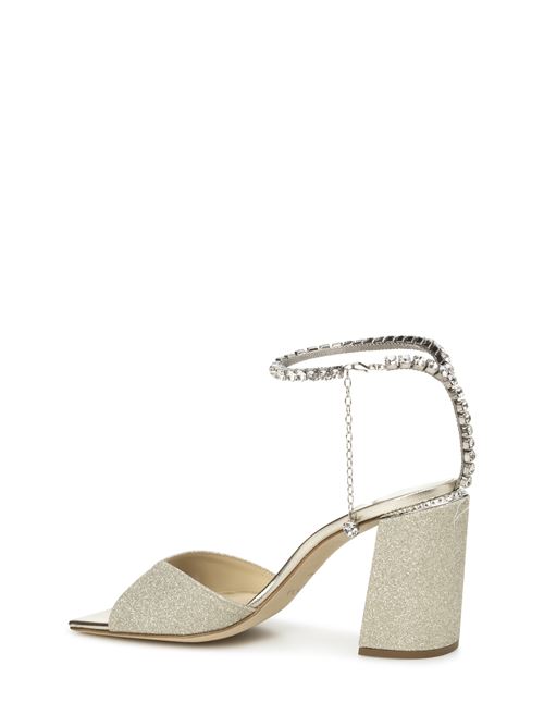 Saeda BlockHeel 85 Sandals JIMMY CHOO | SAEDA SANDALBH 85 GJPLATINUM ICE/CRYSTAL